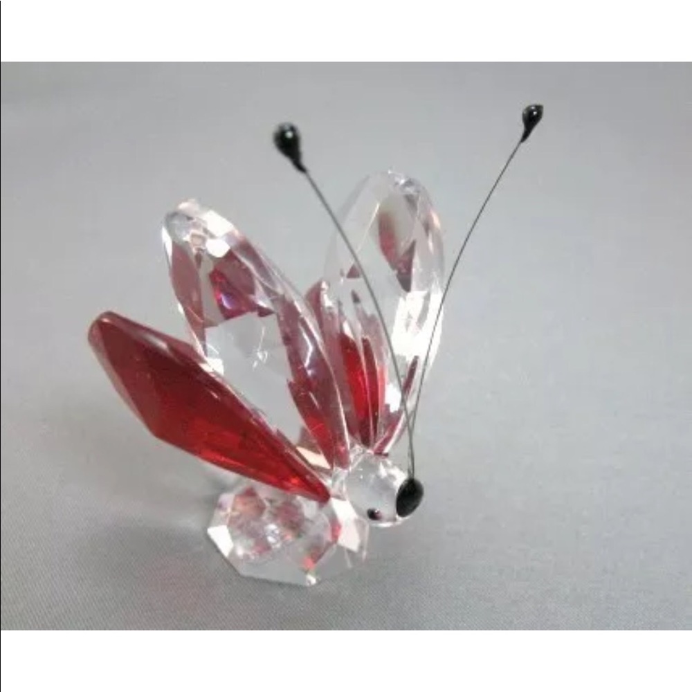 Crystal Butterfly figurine clear and red crystal